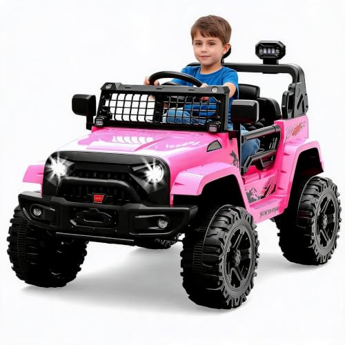 Thaookte 12V Kinder Elektroauto mit Federung, LED & kabellose Verbindung