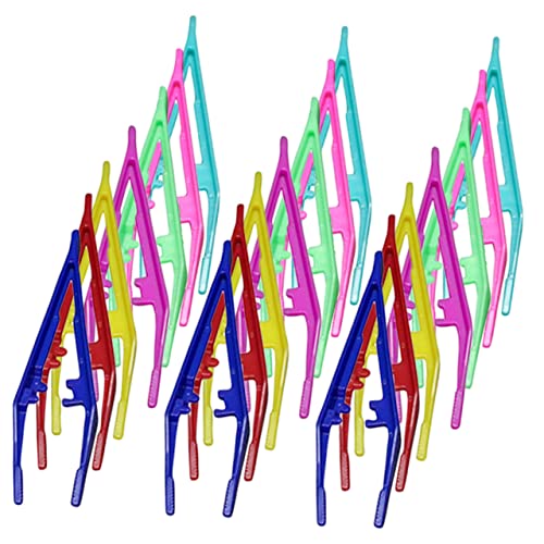 PACKOVE 30Pcs Small Plastic Eyebrow Tweezers Eye Brow Grooming Clips for Salon Use Ergonomic Design for Easy Trimming Styling for Makeup