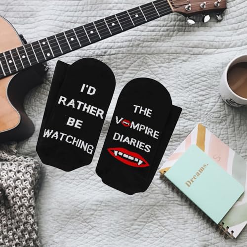 TSOTMO 2 Pairs Vampire Merch Vampire Novelty Socks for TV Shows Fans Werewolf Gift Horror TV Lovers Gift3