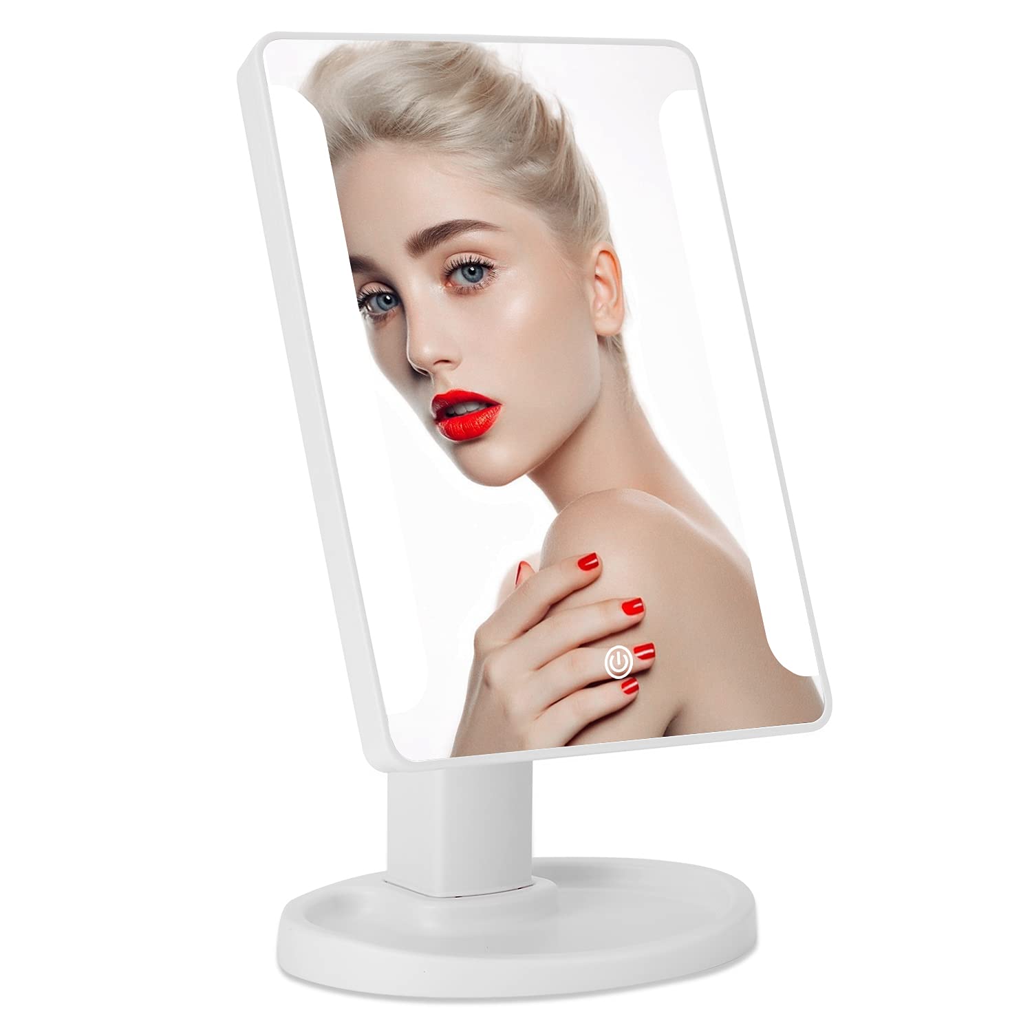 Makeup mirror, Makeup Mirror with Light, Lighted Vanity Mirror with Touch Screen, USB Rechargeable tabletop Makeup mirror, LED Brightness