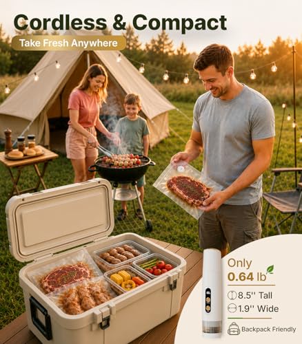 Compact Handheld Vacuum Sealer for Food, Portable Wireless Vacuum Sealer with 60kPa Suction, Dual Modes, Visible Water Reservoir, Includes Complete Set for Food Preservation — view 6