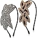 2 Pièces Bandeaux Flapper Serre-Tête des Années 20 Serre-Tête de Feuille Vintage Perlé Bandeaux des Années 1920 Accessoires de Cheveux Rétro pour 1920 Fête Costumée (Argent, Noir-Or)