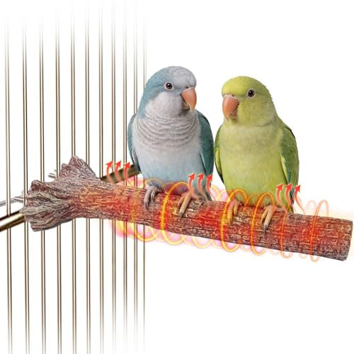 GlowUp Heated Bird Perch for Cage 5W Bird Heater Constant 36-42C Cage Warmer Perch for Small Medium Birds Parrots Parakeets African Greys & Amazon Parrots(10.43 Inches)