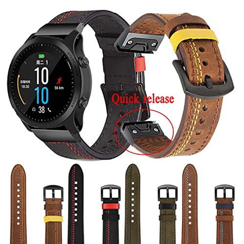 Sangle Garmin Fenix 6X à libération rapide EasyFit en cuir véritable robuste - 3
