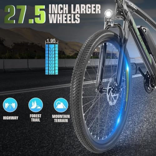 ANCHEER Electric Bike for Adults, 27.5”Electric Mountain Bike with 750W Peak Motor, 48V 499Wh Battery, Up to 60 Miles, Fast 3-Hour Charging, 21-Speed Ebike image 4