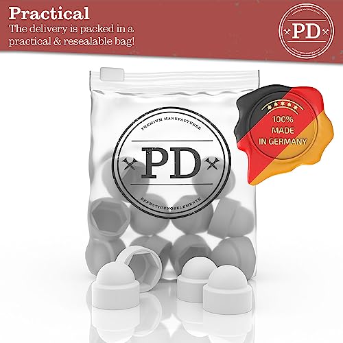 PD® Capuchons de protection hexagonaux M10 (largeur de clé 17) | Capuchons de protection en plastique blanc pour les vis | Bouchons de protection durables pour écrous et tête de vis | 10 pièces