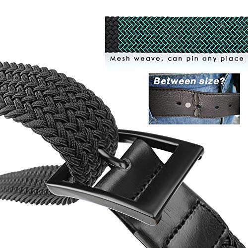Belt Elastic Stretch Woven Braided Belt for Men Women Plus Size Black Rectangle Business Buckle4