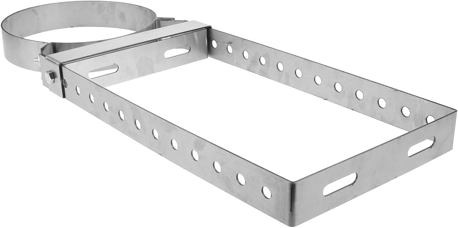 Metal Chimney Pipe Support Bracket Wall Mount Clamp Silver | 41.00x21.20x4.00cm Size, Reliable Fixation and Structural Stability, Home and Outdoor Gatherings Use