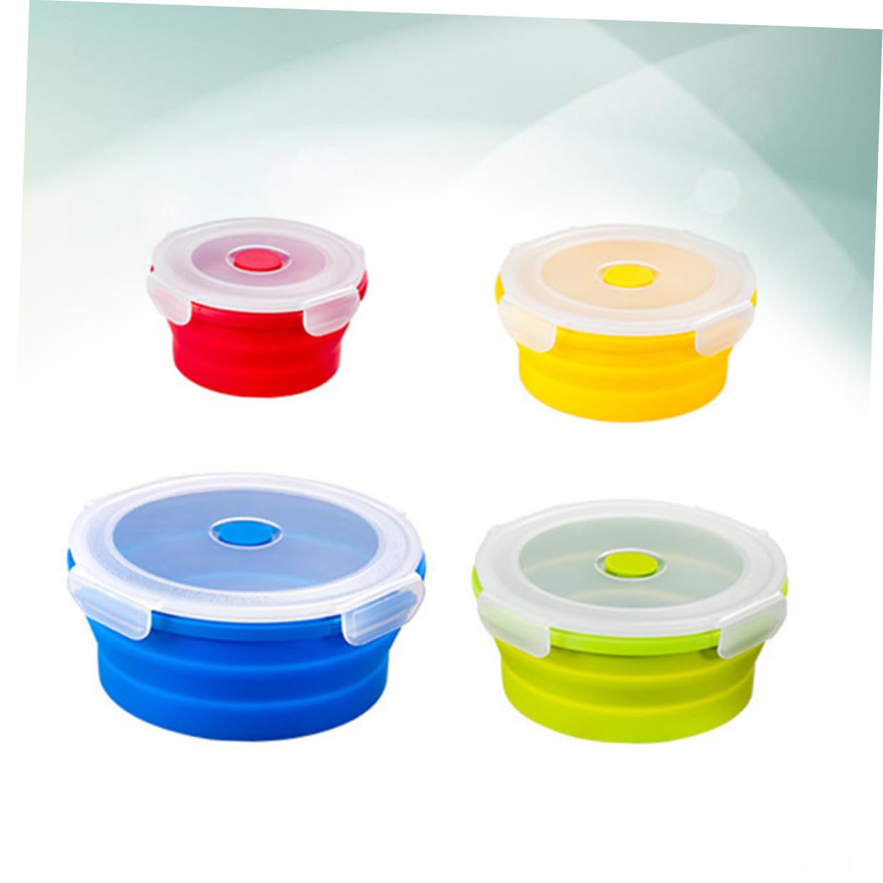 Contenitori Alimentari in Silicone 4 Pezzi, Lunch Box Pieghevoli Salvaspazio da 400ml a 1200ml, Resistenti al Microonde per Picnic e Campeggio Colore Casuale