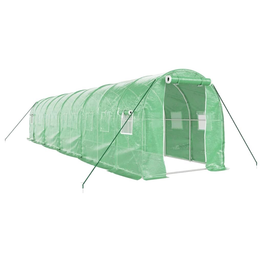 Homgoday Invernadero con Estructura de Acero Verde 20 m² 10x2x2 m, Invernadero Caseta Jardín Terraza Plantas Semilla Cultivo Huerto Verduras Cubierta Casero