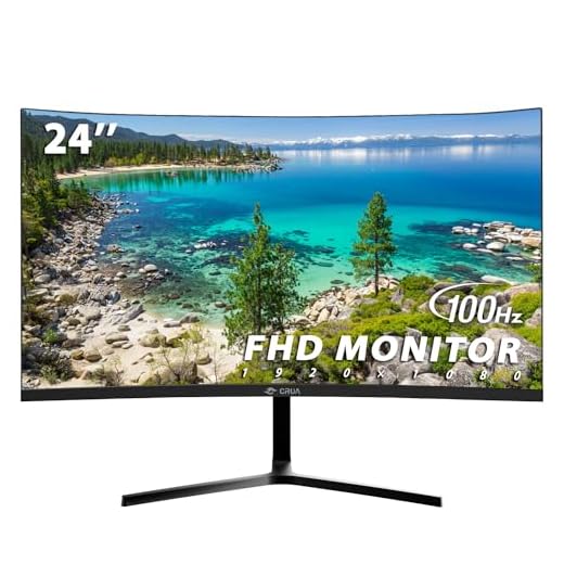 CRUA 24" Curved Monitor, FHD(1920×1080p) 2800R 75HZ, 99% sRGB Color Gamut Computer Monitors, 3-Sided Narrow Bezel and Filter Blue Light Function, Desktop PC Monitor(HDMI, VGA)- Machine Black