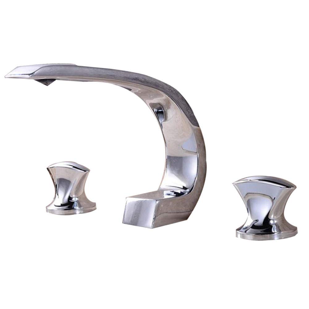 Mélangeur 3 trous laiton chromé pour lavabo de salle de bain design