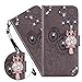 Produktbild LEMAXELERS Galaxy S20 Plus Hülle,Galaxy S20 Plus Handyhülle Glitzer Diamant Eule Blume Prägung Flip Case PU Leder Cover Magnet Schutzhülle Ständer Handytasche für Samsung Galaxy S20 Plus,YK Owl Gray