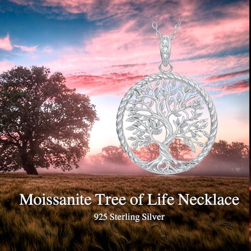 Moissanite Tree of Life Necklace, 925 Sterling Silver Family Tree of Life Pendant Necklaces Jewelry Gift for Women/Mom/Wife/Grandma2