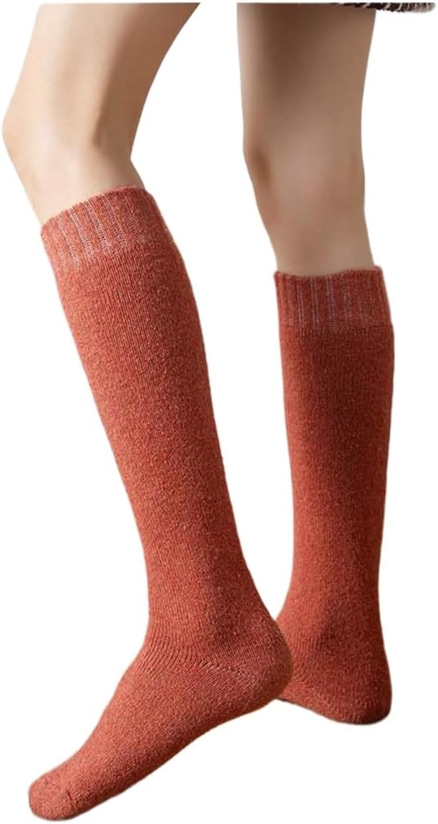 Winter Women's Wool High Knee Long Socks Thick Warm Harajuku Retro Compression Female Cashmere Stockings