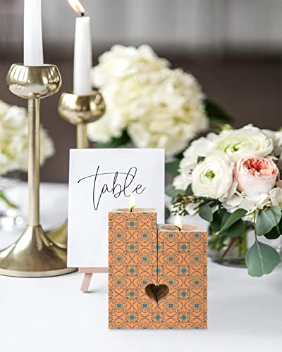 Tribal Wooden Candle Holder- Candlestick Holders With 2 Tealights, Double-Sided Print, Unique Friend Gifts Mom Gifts Sister Gift Friend Gifts For Women, Ethnic Oriental Geometric #TOP3