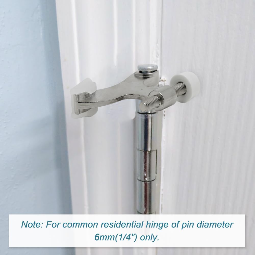 10 Pack Heavy Duty Door Stopper Hinge Pins - Adjustable Rubber Bumper Tips, Brushed Nickel Zinc Alloy