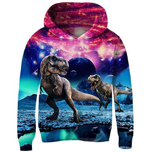 Uideazone Teens Boys Girls Galaxy Dinosaur Hoodies Sweatshirt Cool Graphic Pullover Hoodie Funny Hoodies For Boys #TOP4
