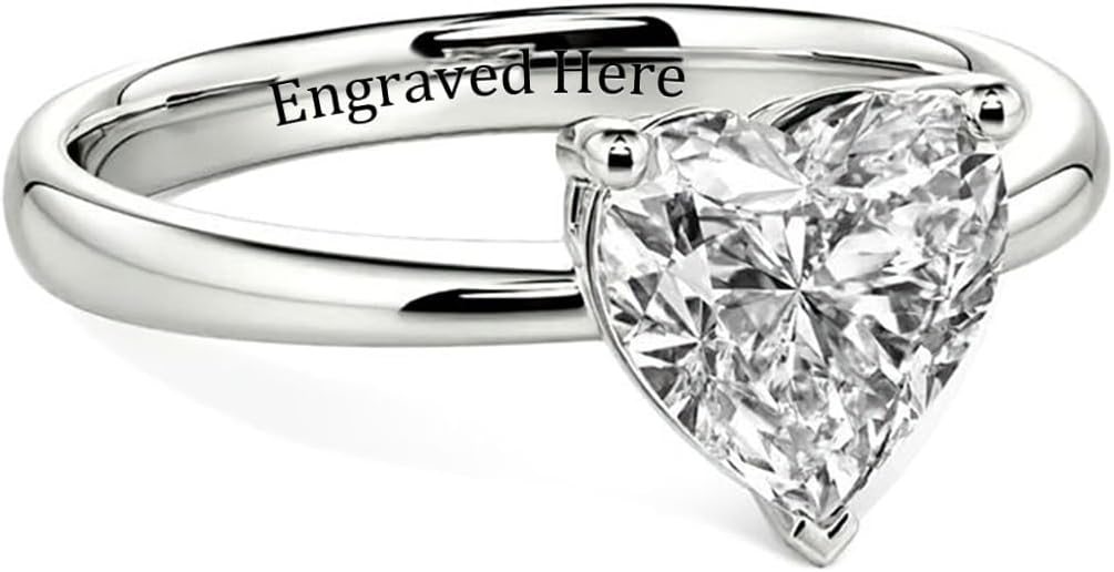 DIYA Personalized 1CT Moissanite Engagement Bands for Women D Color VVS1 Clarity 925 Sterling Silver 18k Gold Plated Promise Ring Custom Name Ring Gift for Anniversary and Special Occasions