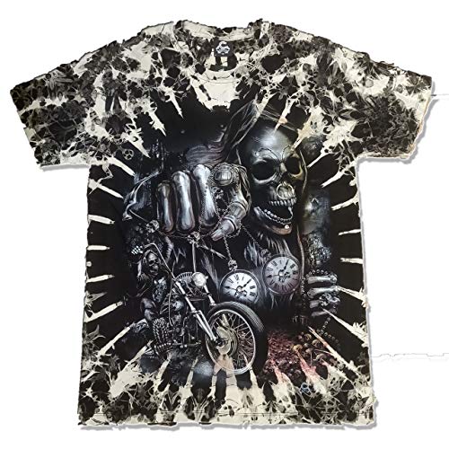 T-shirt crâne moto brillant dans le noir pour motard visible