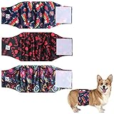 Kitys Fatch Washable Belly Bands for Male Dogs Reusable 3 Pack Premium Highly Absorbent Leak-Proof M