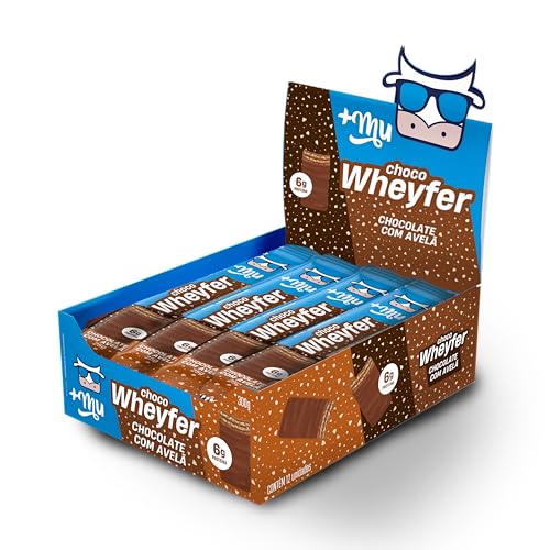 Chocowheyfer, Mais Mu, Wafer Proteico Sabor Chocolate e Avelã, 6g de Proteína, Zero Açúcar, Display com 12 Unidades