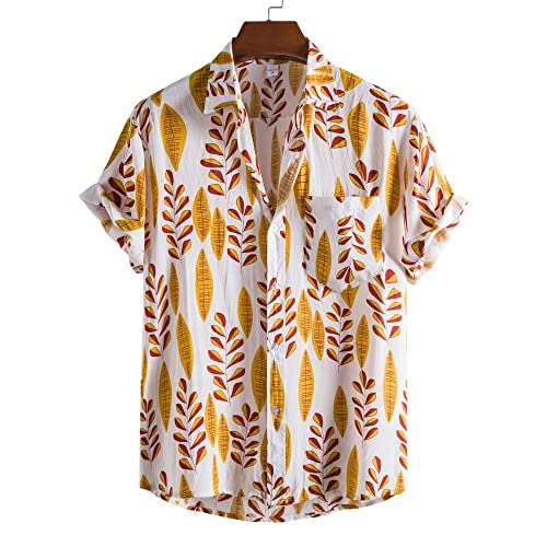 Chemise séchage rapide pour hommes à motif tropical et manches courtes