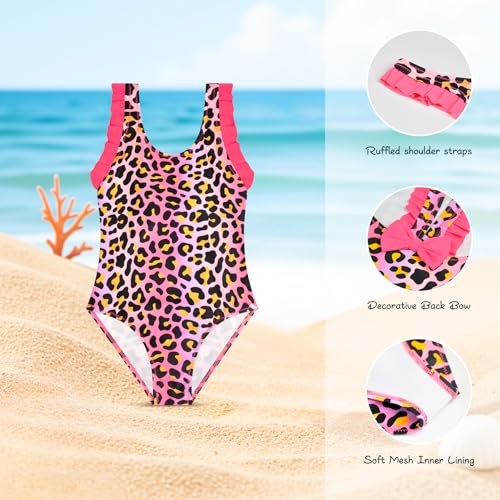 Maillot de bain une pièce léopard fille de 2 à 10 ans avec volants - 4