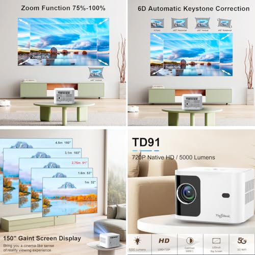 Projetor Thundeal TD91W Foco automático Android Wifi Bluetooth 5000 lúmens