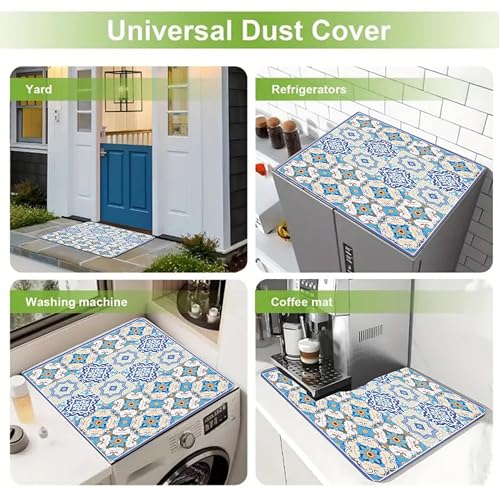 Image of Homecloud Washing Machine Mats for Top of Washer, Washing Machine Protective Mats, Dish Drying Mat, Non-slip Waterproof Washer Dryer Dust Cover Mat for Laundry & Kitchen (60cm x 60cm) (Royal Blue)