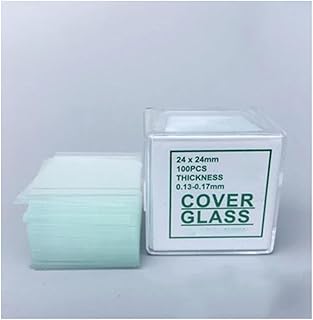 Accesorios para microscopios de Laboratorio 100pcs óptico 24x24mm Longitud biomicroscopio Cubierta de microscopio desliza los Diapositivas en Blanco