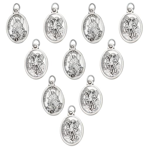 10 Pcs St Michael Medal Saint Michael Pendant,St Michael Pendant for Archangel Michael Necklace,San Miguel Arcangel Medalla Religious Medals for Men Women