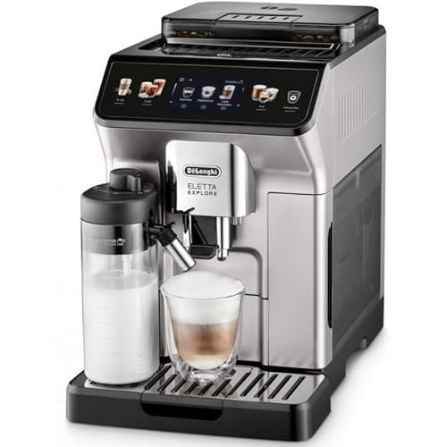 De'Longhi Eletta Explore Cold Brew ECAM450.65.S, Machine à Café Barista avec LatteCrema Chaud/Froid, Machine à Espresso, Machine Automatique à Grains de Café, Extraction Froide, Écran Tactile, Argent