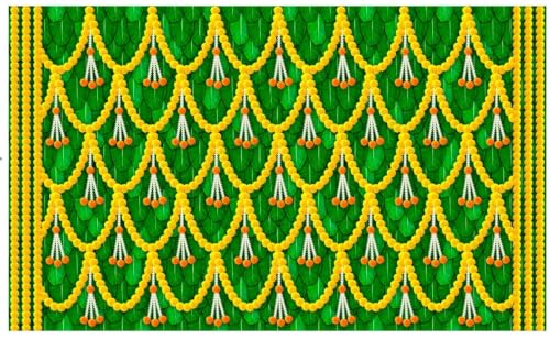 Image of Banana Leaf Backdrop Cloth for Pooja Decoration Traditional, Background Decoration Cloth for Pooja | varalakshmi vratham Background | Lakshmi puja Backdrop 5x8 feet