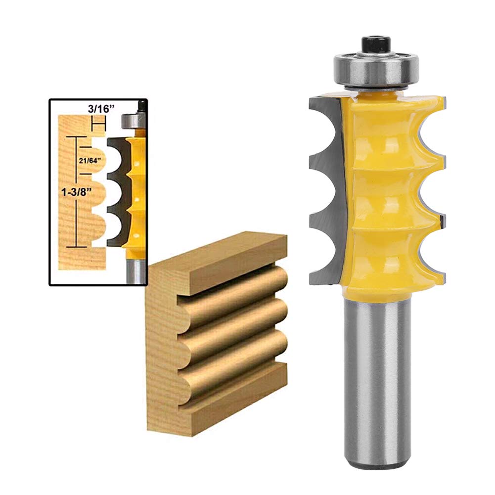Broca Enrutadora de Moldura de Ajuste de Cuentas Triple de Radio de 1/2 , Broca para Muebles de Juego Arquitectónico de Vástago, Cara de Columna Redondeada para Herramientas de