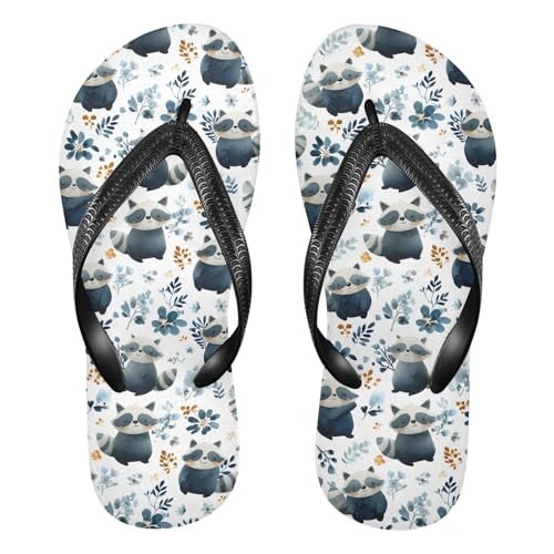 Flip Flop Sandals Anime Raccoon Print for Women Men Beach Outdoor XS