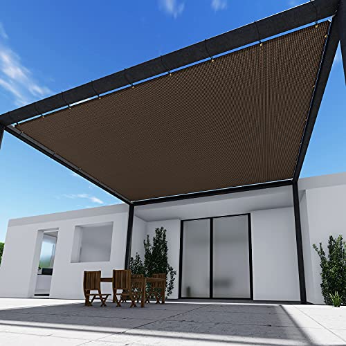 TANG 20' x 37' Shade Cloth with Grommets, Sun Shade Sail Rectangle Straight Side, UV Blocker Fabric Patio Canopy for Deck Carport Backyard Pergola Cover, Brown