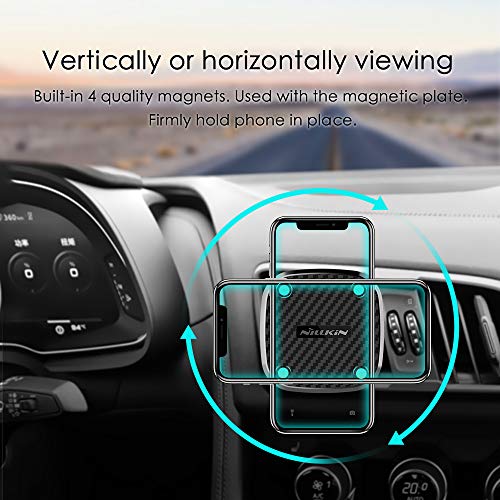 Nillkin Wireless Car Charger Mount, 10W Qi Fast Car Charging Magnetic Air Vent Phone Holder Compatible For Iphone 12/11 Pro/Xs Max/Xr/X,Samsung Galaxy S10/Se10/Note10/S9/S8 And More #TOP3