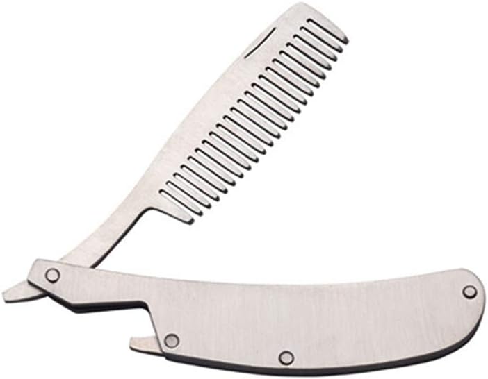 Switchblade Comb, Foldable Stainless Steel Hair Comb with Automatic Push Button Metal Spring