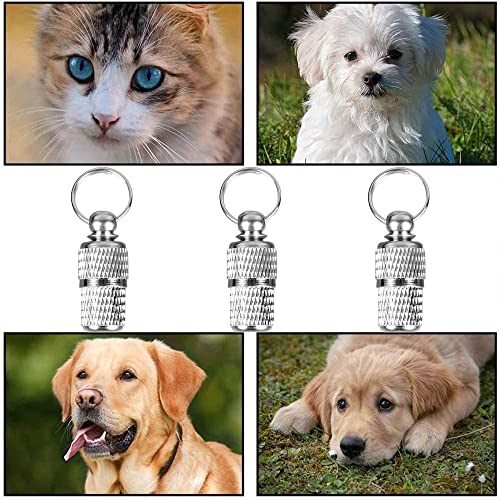 3 Stück Hunde Halsbandanhänger Metall, Hunde Metall Namensschild, Hunde Halsbandanhänger, Anhänger Hundehalsband, Geeignet für Katzen und Hunde und Kleintiere Adresskapsel , Anti Lost Namensschild