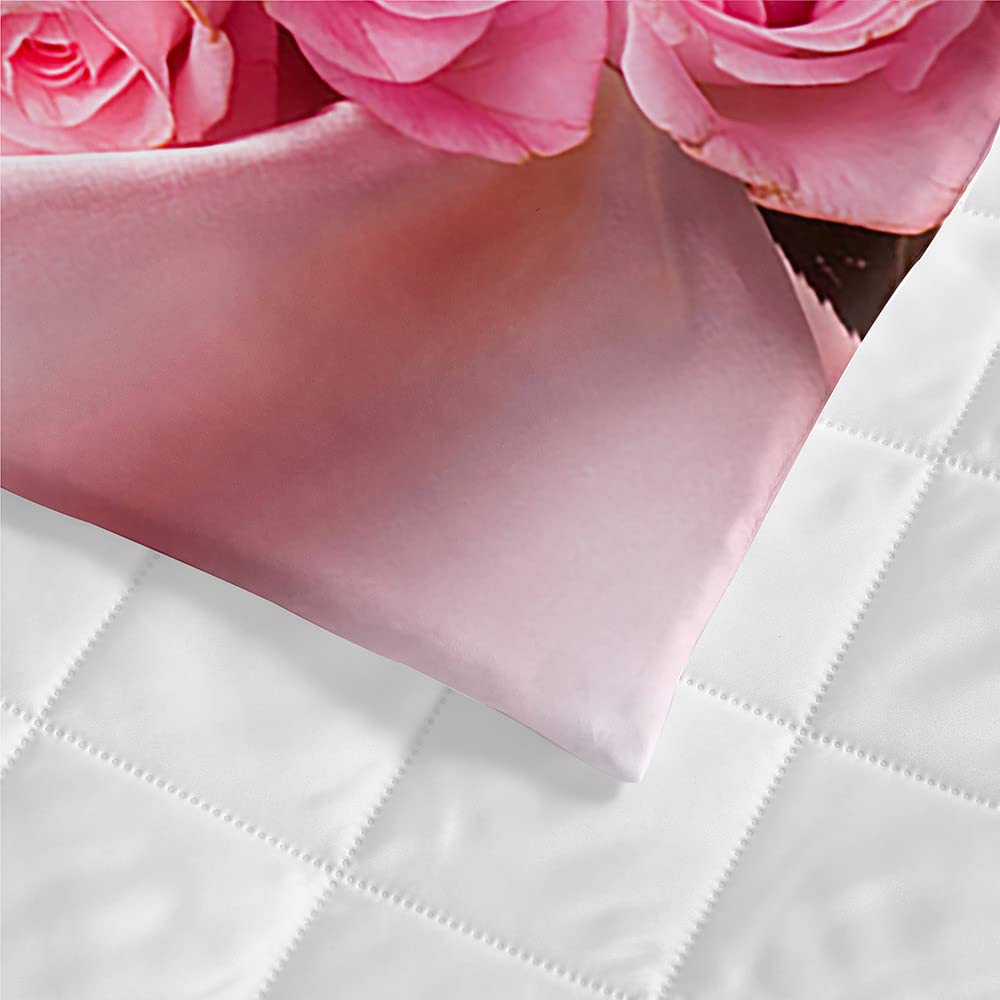 Chickwin Trapuntino Copriletto 3D Rosa 150x200cm - Coperta Leggera Primavera/Estate Con Effetto Goffrato