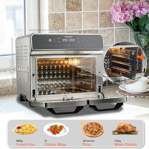 Image of HYSapientia 24QT Dual Zone Air Fryer Toaster Oven Combo with Rotisserie