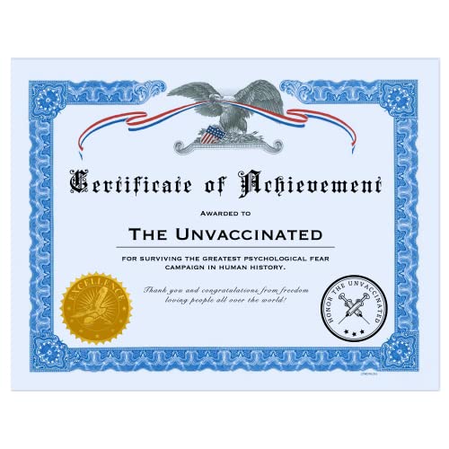 Unvaccinated Award Certificate
