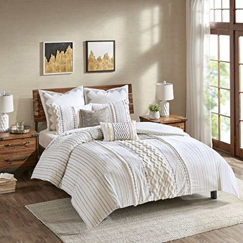 Ink+Ivy Bea Embroidered Cotton Oblong Pillow with Tassels Ivory Oblong
