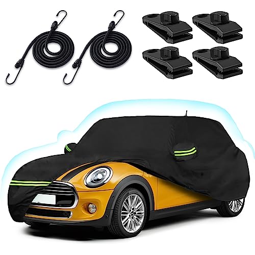 Car Covers for 2002-2026 Mini Cooper/Cooper S/Hardtop/Convertible 2-Door 210T Waterproof All Weather Cooper Full Car Cover Outdoor Custom-fit Cotton Lining Windproof Cover with Door Zipper(Black)