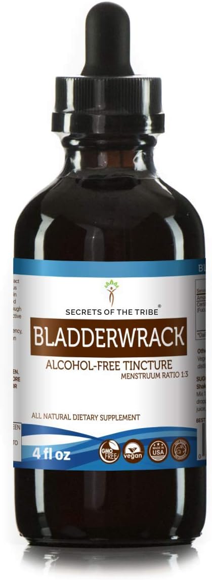 Secrets of the Tribe Bladderwrack Tincture Alcohol-Free Extract, High-Potency Herbal Drops, Tincture Made from Bladderwrack Fucus Vesiculosus, Healthy Thyroid 4 oz
