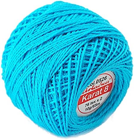 Cotton Crochet Embroidery Yarn 71yd/65m Quality Ball 0.35oz/10g Thread Floss Size 8 (White 0400)