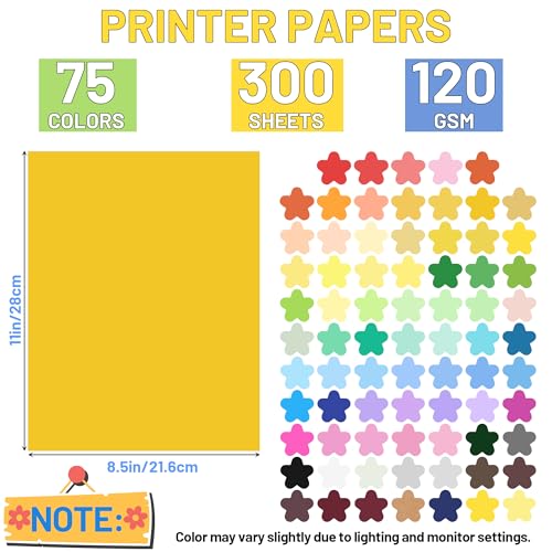 image for Oleitodh 75 Colors Construction Paper 300 PCS, 8.5x11in Bulk Colored P