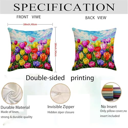 Housse de coussin 65x65 imperméable fleur carré lin pour canapé patio - 5
