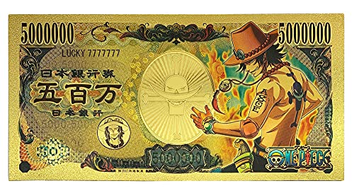 YJacuing Anime One Piece Gold Coated Banknote, Limited Edition Collectible Bill Bookmark (8 PCS, 5 Million Collection) - Thumbnail 7